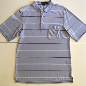 Daniel Cremieux Men's Blue Striped Short Sleeve Golf Polo Shirt Size M